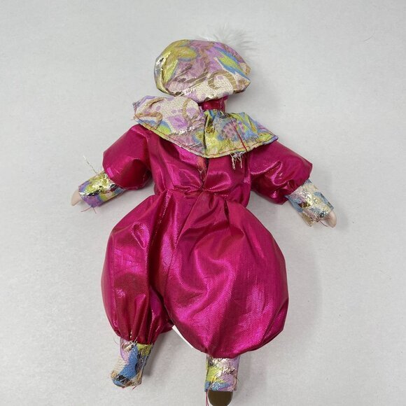Vintage Venetian Porcelain Harlequin Dolls Painted Face Metallic 9" Collectible - Picture 10 of 12
